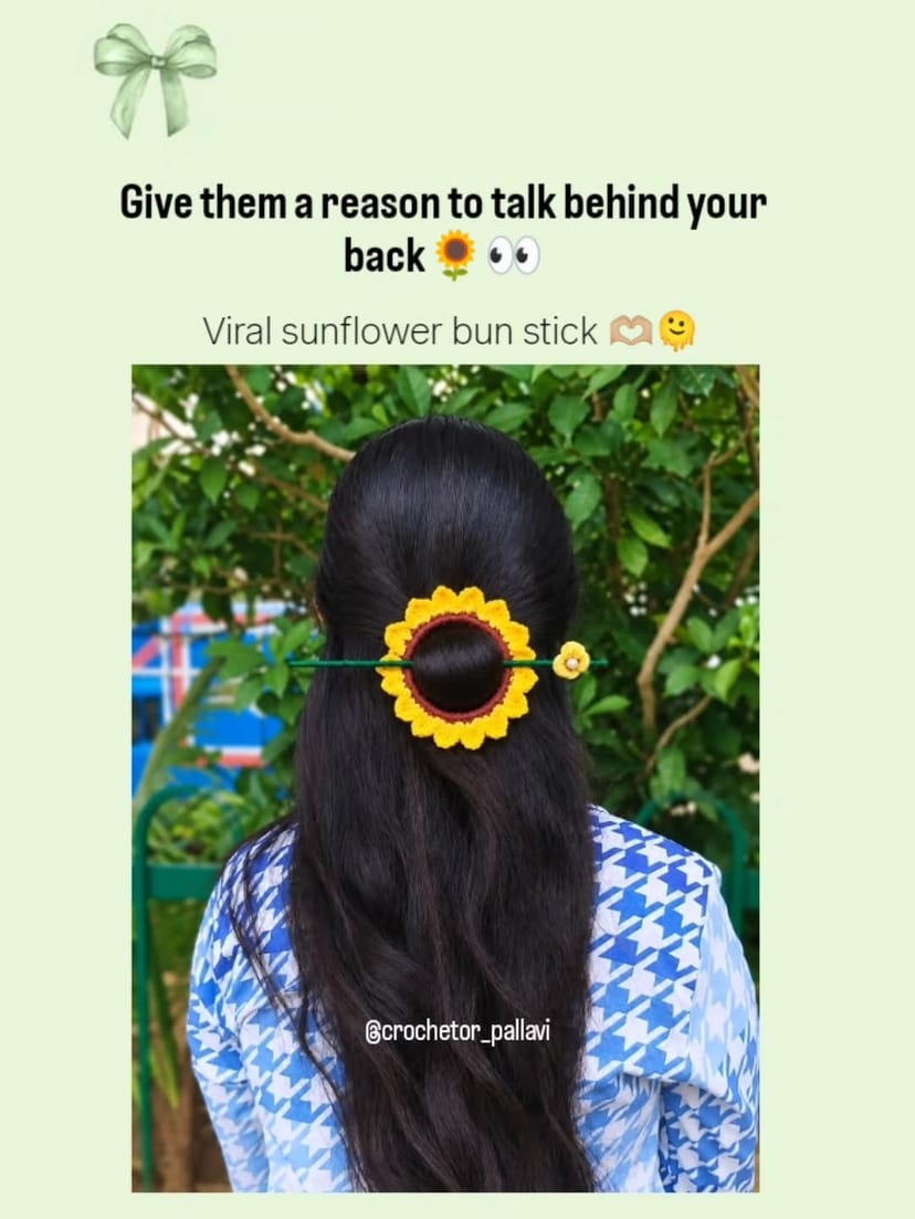 Crochet Sunflower Bun Stick - Image 1